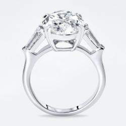 Pre Owned 8 cts Oval Trapezoid Lab Grown Diamond 18k White Gold Ring Size 54