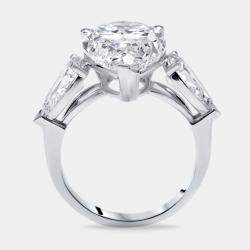 Pre Owned 9 cts Pear Lab Grown Diamond 18k White Gold Ring Size 54