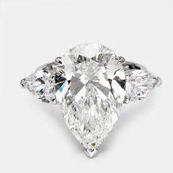 Pre Owned 4.5 cts Triology Pear Brilliant Lab Grown Diamond 18k White Gold Ring Size 55