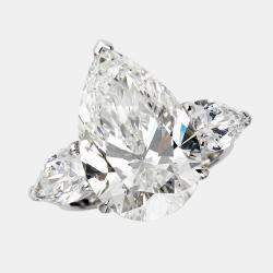 Pre Owned 4.5 cts Triology Pear Brilliant Lab Grown Diamond 18k White Gold Ring Size 55