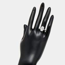 Pre Owned 5.3 cts Oval and Round Lab Grown Diamond 18k White Gold Ring Size 52