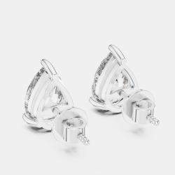 Pre Owned 4.00 cts Pear Cut 18k White Gold Lab Grown Diamond Stud Earrings