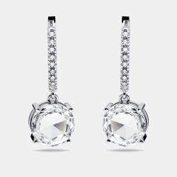 Pre Owned 6.4 cts Modified Round Lab Grown Diamonds 18k White Gold Earrings