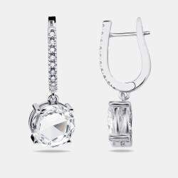 Pre Owned 6.4 cts Modified Round Lab Grown Diamonds 18k White Gold Earrings