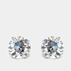 Pre Owned 17.00 cts Round Lab Grown Diamonds 18k White Gold Earrings