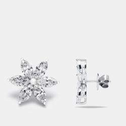 Pre Owned 5.7 cts Marquise Lab Grown Diamonds 18k White Gold Earrings