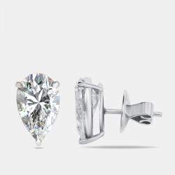 Pre Owned 4 cts Pear Lab Grown Diamonds 18k White Gold Earrings