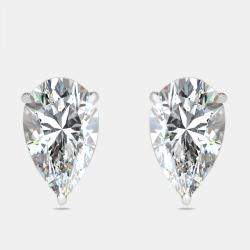 Pre Owned 4 cts Pear Lab Grown Diamonds 18k White Gold Earrings