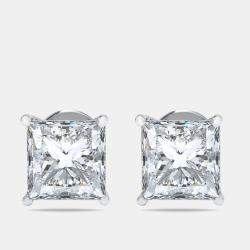 Pre Owned 7.00 cts Princess Lab Grown Diamonds 18k White Gold Earrings