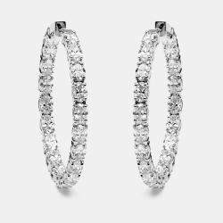 Pre Owned 8.00 cts Oval Lab Grown Diamonds 18k White Gold Hoop Earrings