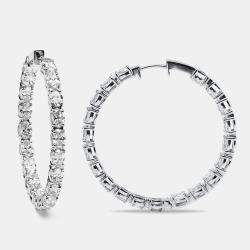 Pre Owned 8.00 cts Oval Lab Grown Diamonds 18k White Gold Hoop Earrings