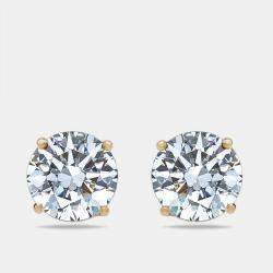 Pre Owned 6 cts Round Lab Grown Diamonds 18k Yellow Gold Earrings