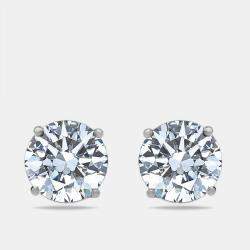 Pre Owned 6 cts Round Lab Grown Diamonds 18k White Gold Earrings