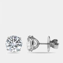 Pre Owned 6 cts Round Lab Grown Diamonds 18k White Gold Earrings