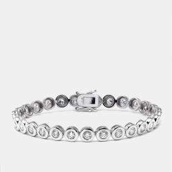 Pre Owned 2.9 cts Round Lab Grown Diamonds 18k White Gold Bracelet
