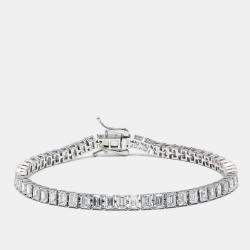 Pre Owned 11.5 cts Emerald Cut Lab Grown Diamonds 18k White Gold Bracelet