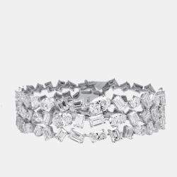 Pre Owned 29 cts Emerald Cut Oval Lab Grown Diamonds 18k White Gold Bracelet