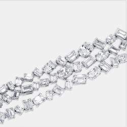 Pre Owned 29 cts Emerald Cut Oval Lab Grown Diamonds 18k White Gold Bracelet