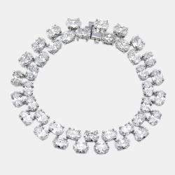 Pre Owned 20.8 cts Oval Lab Grown Diamonds 18k White Gold Bracelet