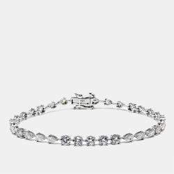 Pre Owned 3.9 cts Pear Round Lab Grown Diamonds 18k White Gold Bracelet