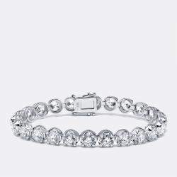Pre Owned 12.5 cts Round Lab Grown Diamonds 18k White Gold Bracelet