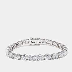 Pre Owned 17 cts Oval Lab Grown Diamonds 18k White Gold Bracelet