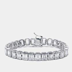 Pre Owned 29.5 cts Emerald Cut Lab Grown Diamonds 18k White Gold Bracelet