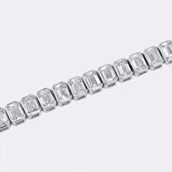 Pre Owned 29.5 cts Emerald Cut Lab Grown Diamonds 18k White Gold Bracelet