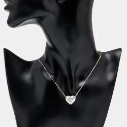 Pre Owned 9 cts Heart Lab Grown Diamonds 18k White Gold Necklace