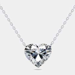 Pre Owned 9 cts Heart Lab Grown Diamonds 18k White Gold Necklace