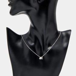 Pre Owned 0.90 cts Pear Emerald Cut Lab Grown Diamonds 18k White Gold Necklace