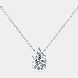 Pre Owned 4.00 cts Pear Lab Grown Diamonds 18k White Gold Necklace