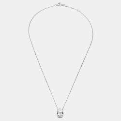 Pre Owned 4.00 cts Pear Lab Grown Diamonds 18k White Gold Necklace