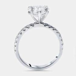 Pre Owned 2.4 cts Heart, Round Lab Grown Diamonds 18k White Gold Ring Size 50