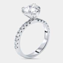 Pre Owned 2.4 cts Heart, Round Lab Grown Diamonds 18k White Gold Ring Size 50