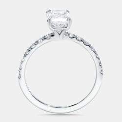 Pre Owned 1.8 cts Radiant, Round Lab Grown Diamonds 18k White Gold Ring Size 50