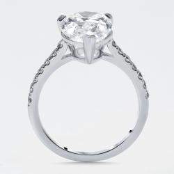 Pre Owned 4 cts Pear, Round Lab Grown Diamonds 18k White Gold Ring Size 50