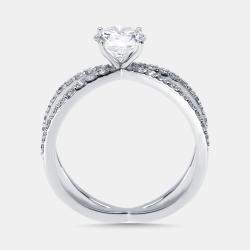 Pre Owned 1.4 cts Round Lab Grown Diamonds 18k White Gold Ring Size 50