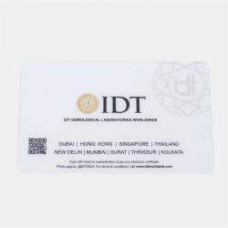 Pre Owned خاتم ألماس صناعي على شكل كمثري وزن 0.89 قيراط مع زمرد من الذهب الوردي عيار 18 بمقاس 50.