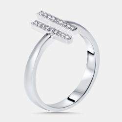 Pre Owned 0.18 cts Round Lab Grown Diamonds 18k White Gold Ring Size 50