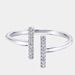Pre Owned 0.18 cts Round Lab Grown Diamonds 18k White Gold Ring Size 50