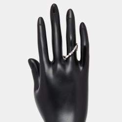 Pre Owned خاتم ألماس دائري مُصنَّع في المختبر بوزن 0.35 قيراط من الذهب الأبيض عيار 18 بمقاس 51.