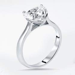 Pre Owned 3 cts Heart Lab Grown Diamonds 18k White Gold Ring Size 51