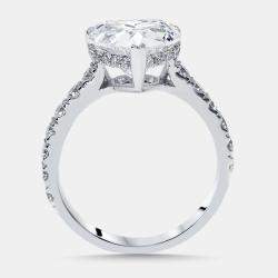 Pre Owned 3.8 cts Heart, Round Lab Grown Diamonds 18k White Gold Ring Size 51