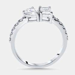 Pre Owned 1.35 cts Pear, Emerald, Round Lab Grown Diamonds 18k White Gold Ring Size 51