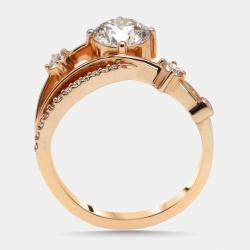 Pre Owned 1.35 cts Round Lab Grown Diamonds 18k Rose Gold Ring Size 51