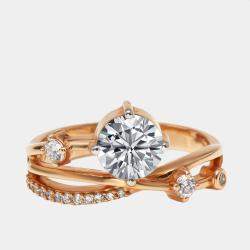 Pre Owned 1.35 cts Round Lab Grown Diamonds 18k Rose Gold Ring Size 51