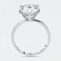 Pre Owned 3.1 cts Heart, Round Lab Grown Diamonds 18k White Gold Ring Size 51