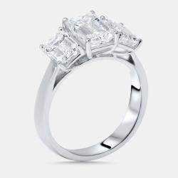 Pre Owned 4.00 cts Emerald Cut Lab Grown Diamonds 18k White Gold Ring Size 51