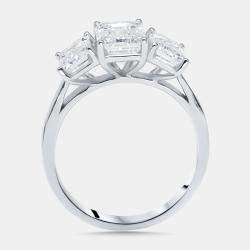 Pre Owned 4.00 cts Emerald Cut Lab Grown Diamonds 18k White Gold Ring Size 51